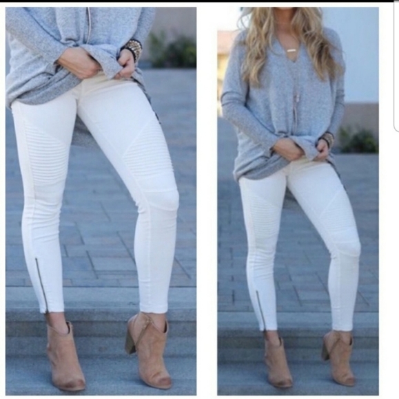 RELISTED Marsala moto zip biker jean leggings - Picture 6 of 8